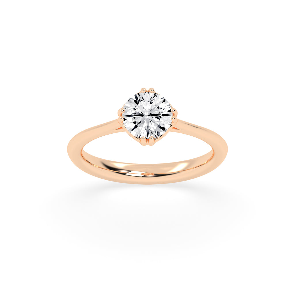 Brivalis double prong round solitaire diamond ring
