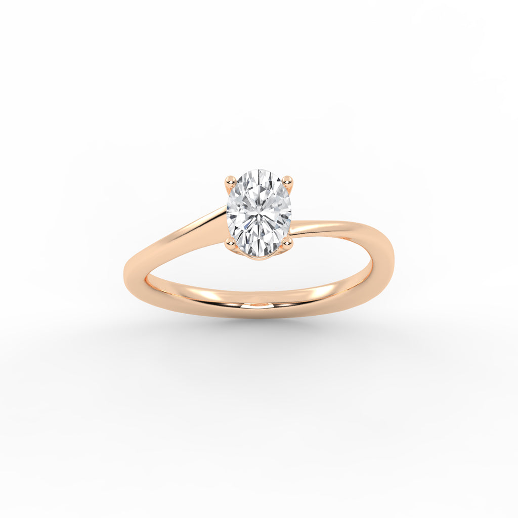 Solitaraine bypass oval shape cut solitaire lab diamond ring