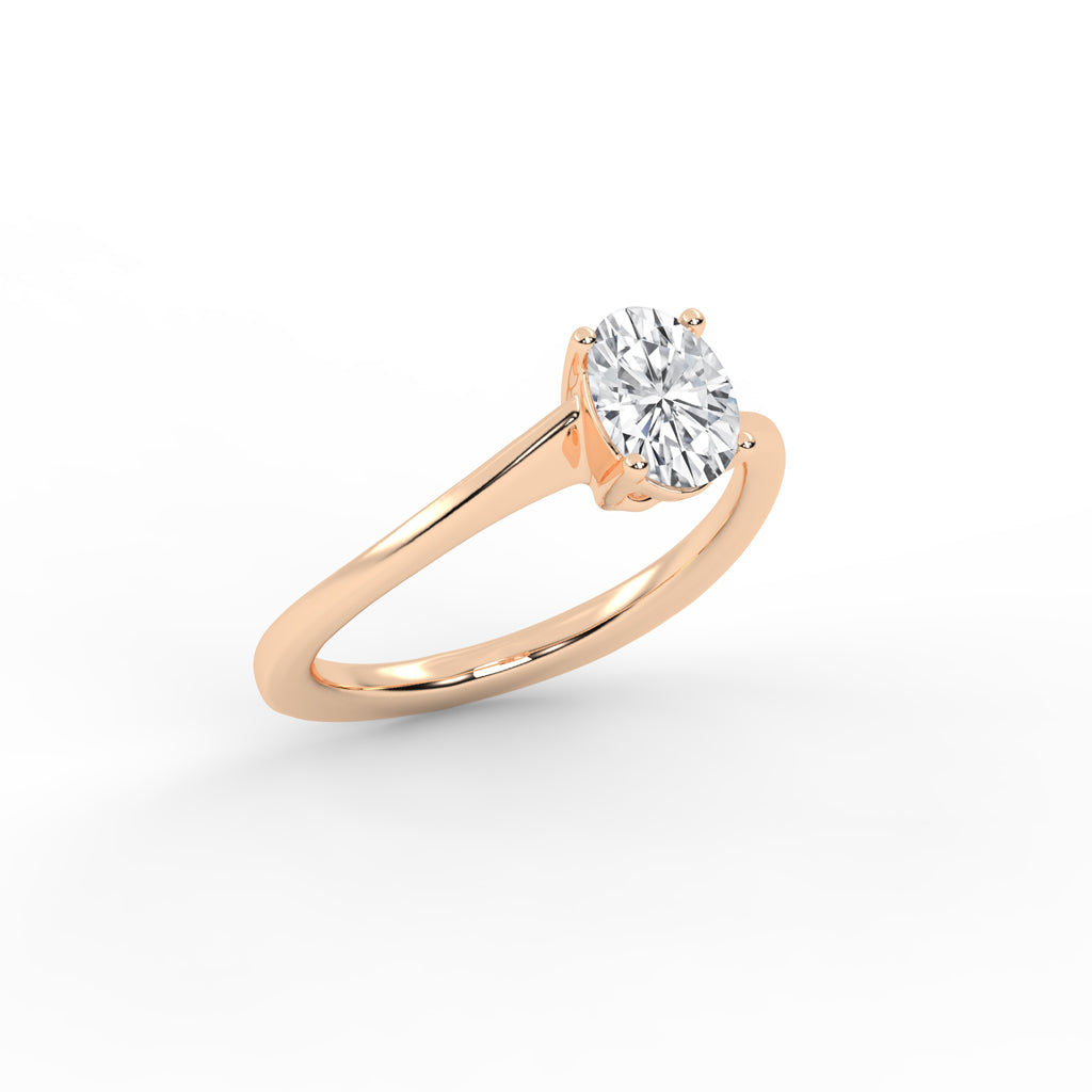 Solitaraine bypass oval shape cut solitaire lab diamond ring