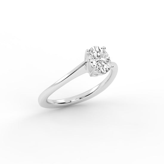 Solitaraine bypass oval shape cut solitaire lab diamond ring