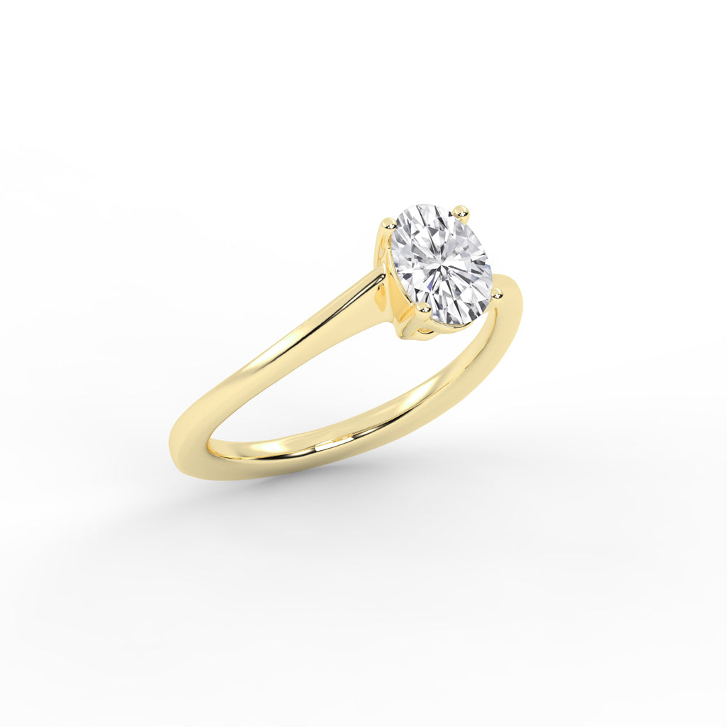 Solitaraine bypass oval shape cut solitaire lab diamond ring