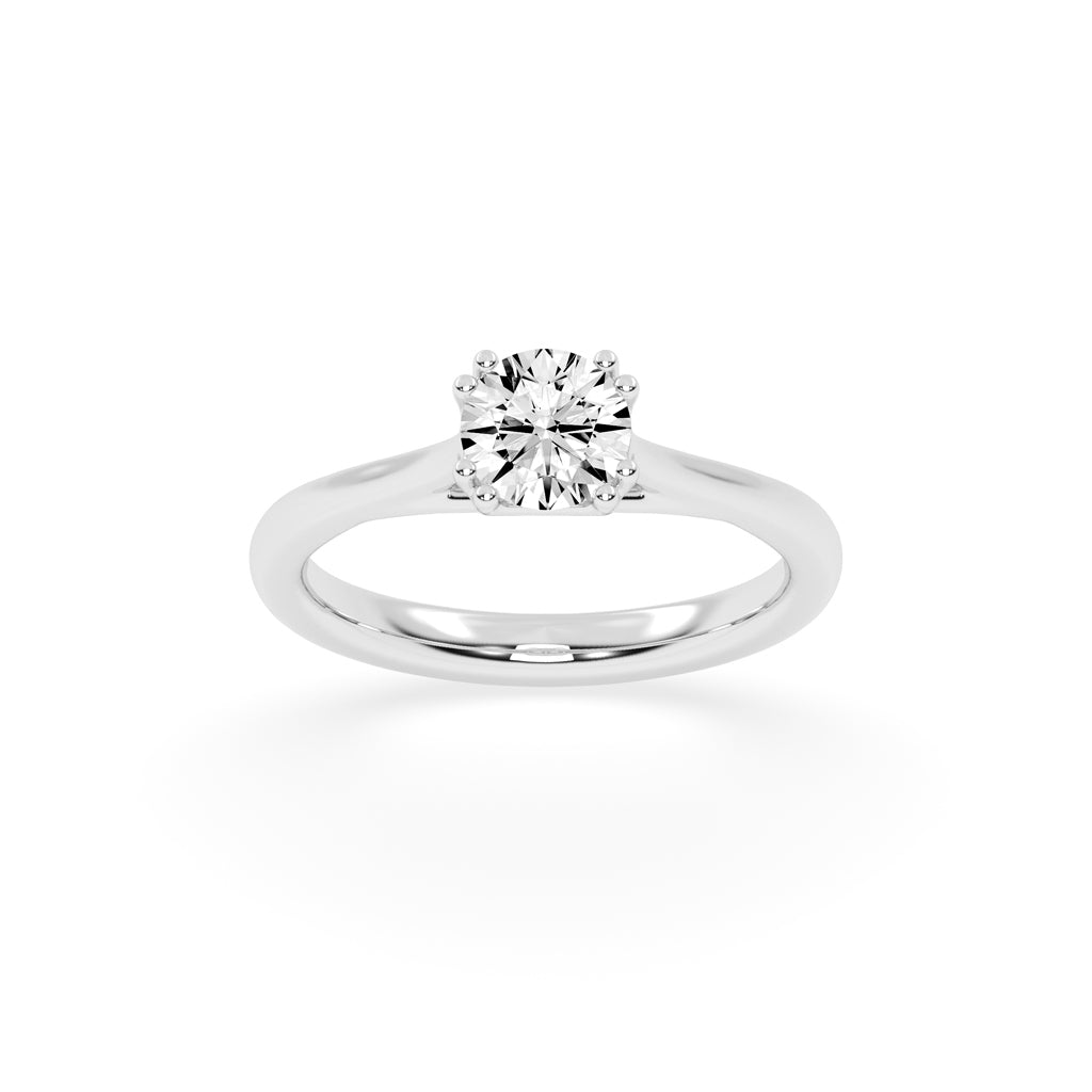 Solvaire Double prong round cut solitaire lab diamond ring