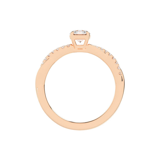Sidetra braided round cut side stone lab diamond ring