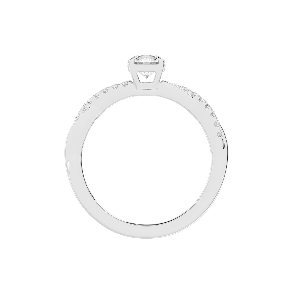 Sidetra braided round cut side stone lab diamond ring