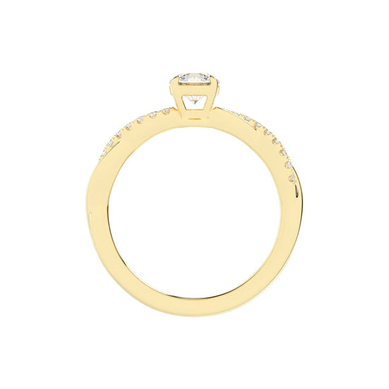 Sidetra braided round cut side stone lab diamond ring