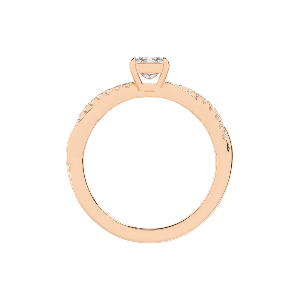 Crystane braided Princess cut side stone lab diamond ring
