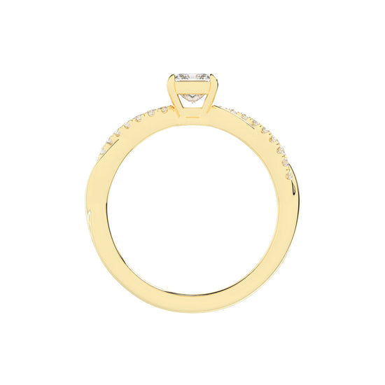 Crystane braided Princess cut side stone lab diamond ring