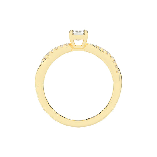 Crystaris braided emerald cut side stone lab diamond ring