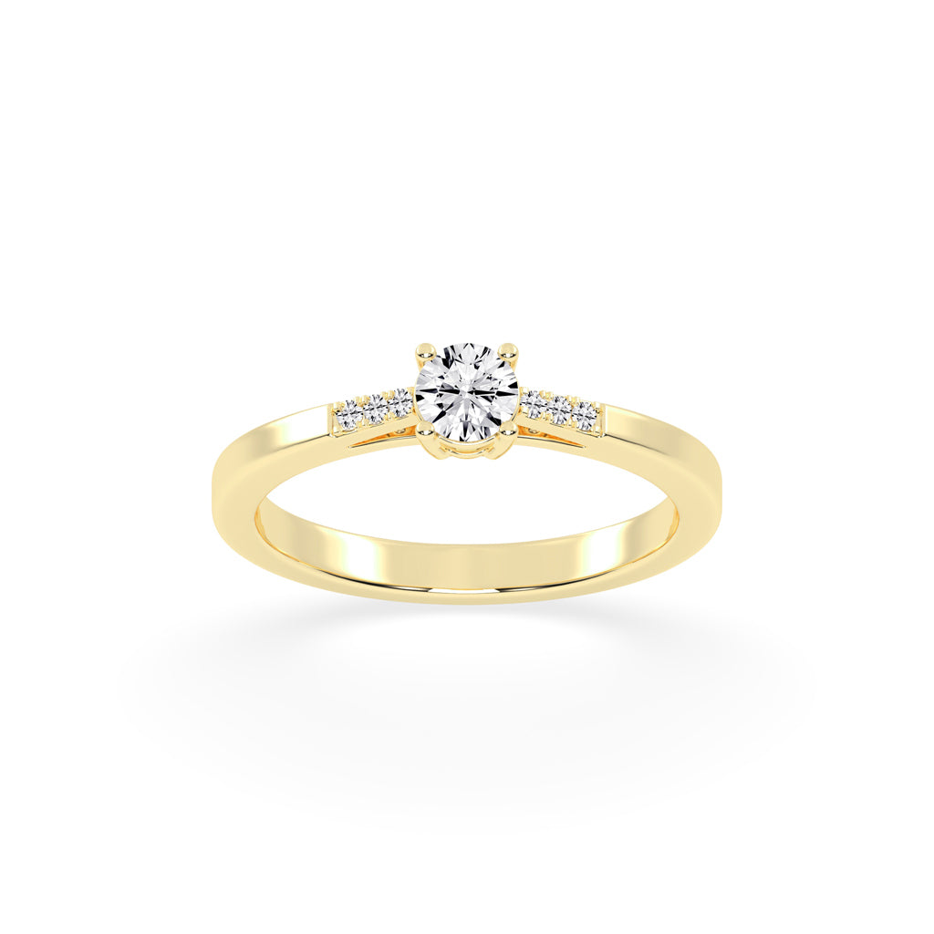 Deliranna four prong round cut delicate lab diamond ring