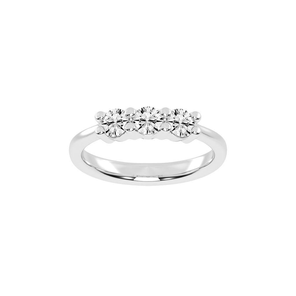 Trisona 1ct classic round cut three stone lab diamond ring