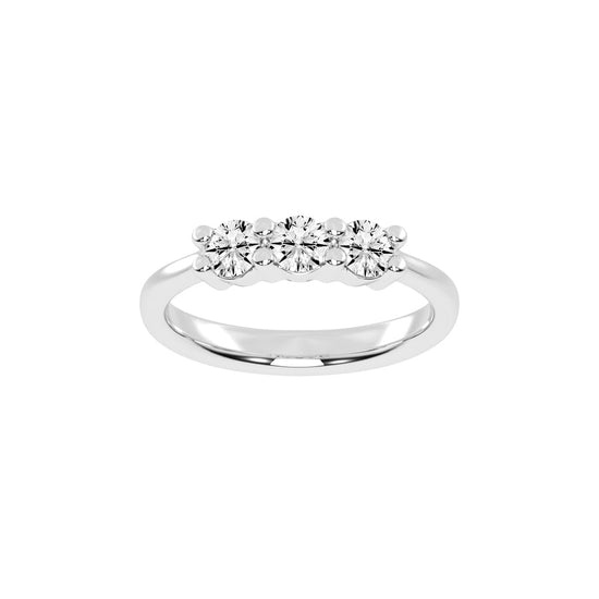Trisona 1ct classic round cut three stone lab diamond ring