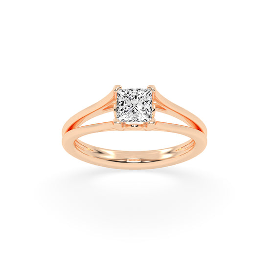 Solivora split shank Princess cut solitaire lab diamond ring