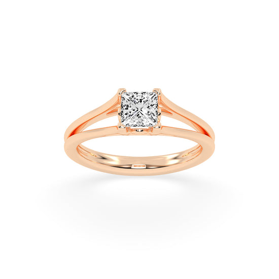 Solivora split shank Princess cut solitaire lab diamond ring