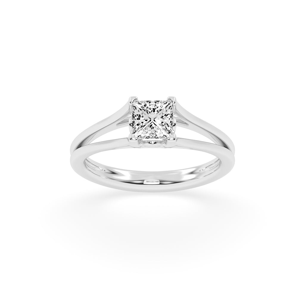 Solivora split shank Princess cut solitaire lab diamond ring