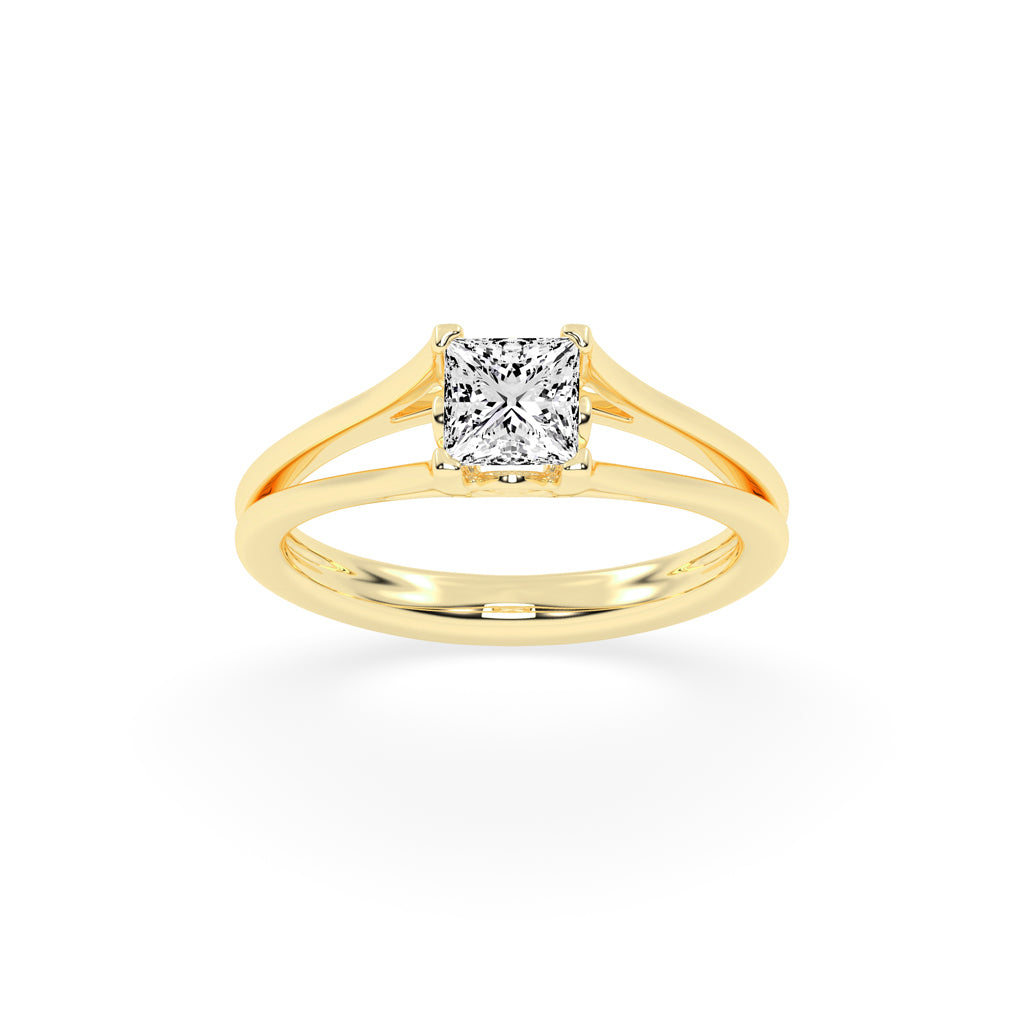Solivora split shank Princess cut solitaire lab diamond ring