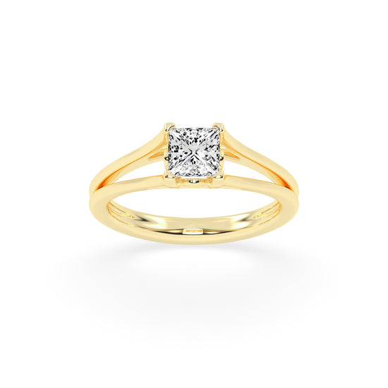 Solivora split shank Princess cut solitaire lab diamond ring