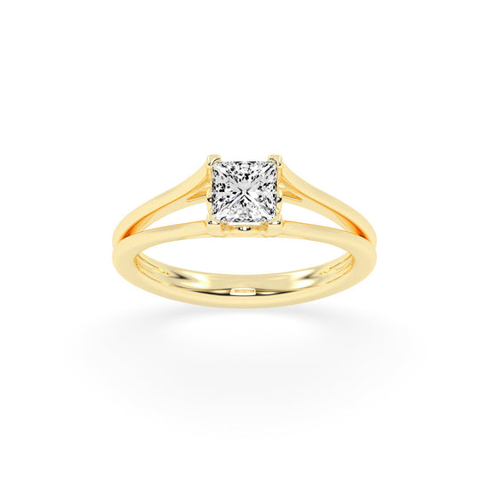 Solivora split shank Princess cut solitaire lab diamond ring