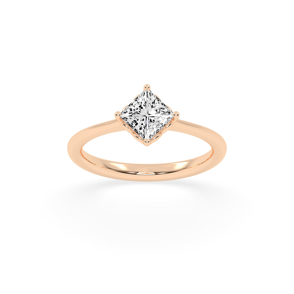 Solivea Petite Claw Princess cut solitaire lab diamond ring