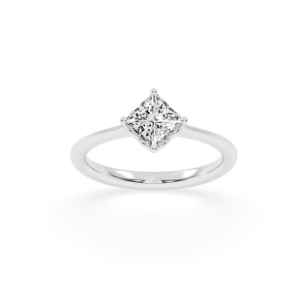 Solivea Petite Claw Princess cut solitaire lab diamond ring