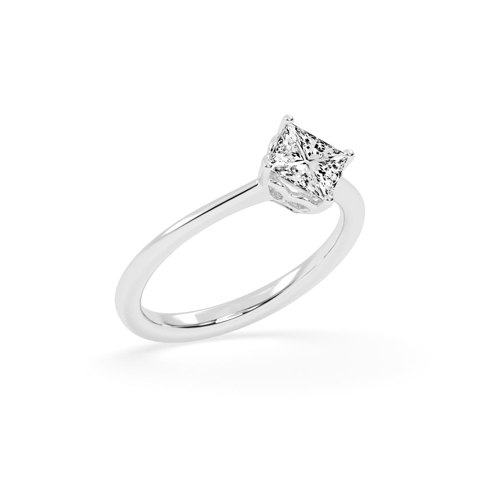 Solivea Petite Claw Princess cut solitaire lab diamond ring