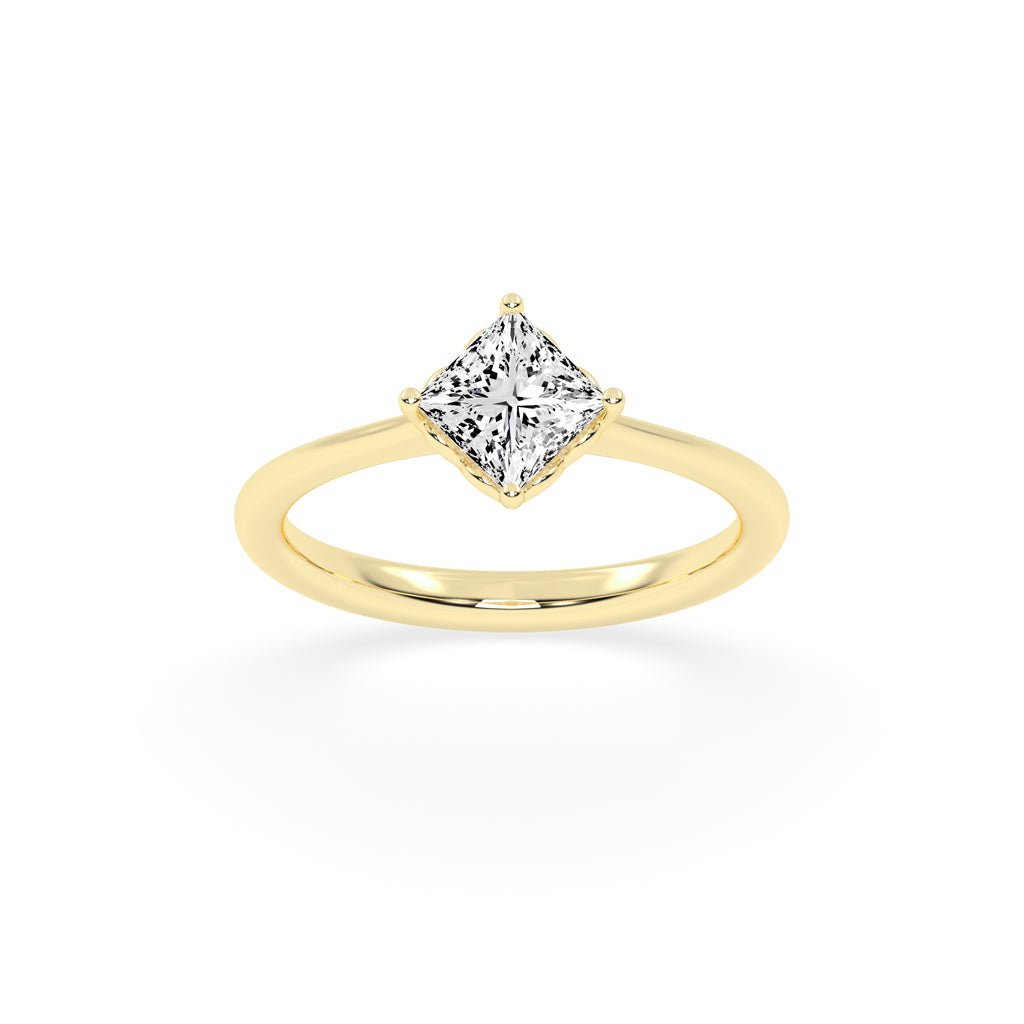 Solivea Petite Claw Princess cut solitaire lab diamond ring