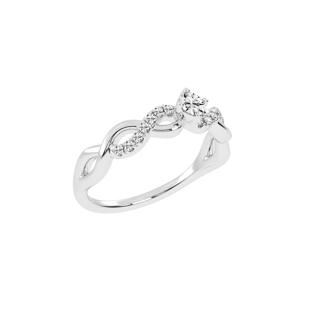 Twisted Sparkle Solitaire Ring