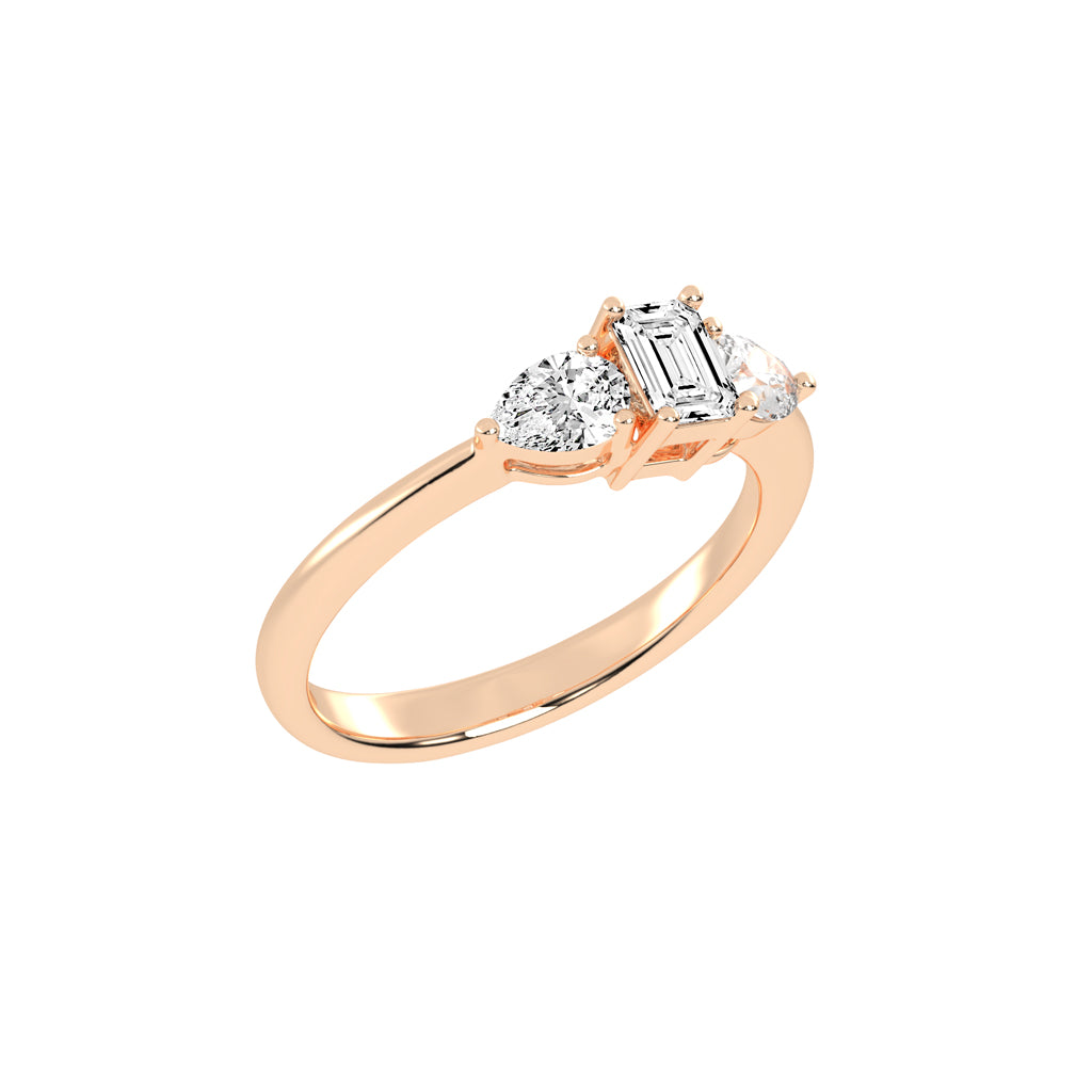 Elegant Emerald Cut Three-Stone Ring