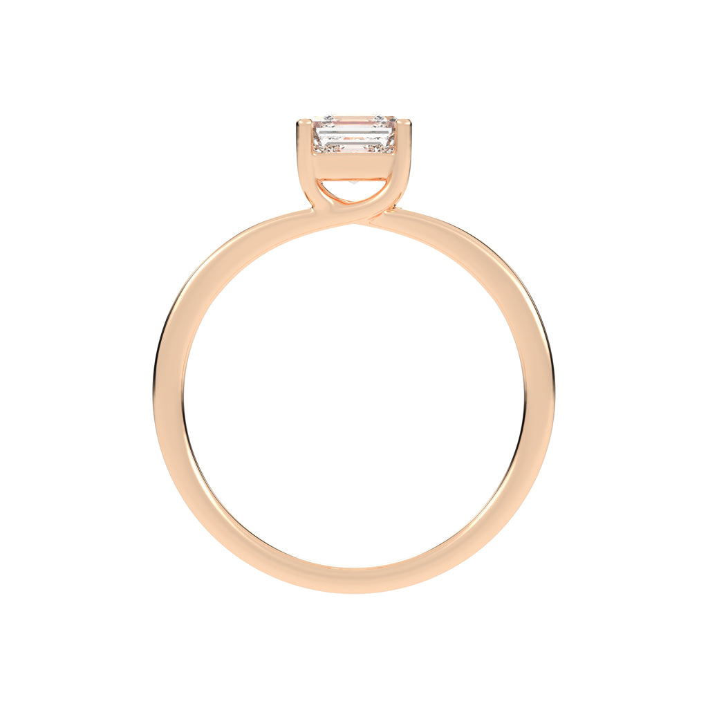 Solvione Square Emerald cut solitaire lab diamond ring