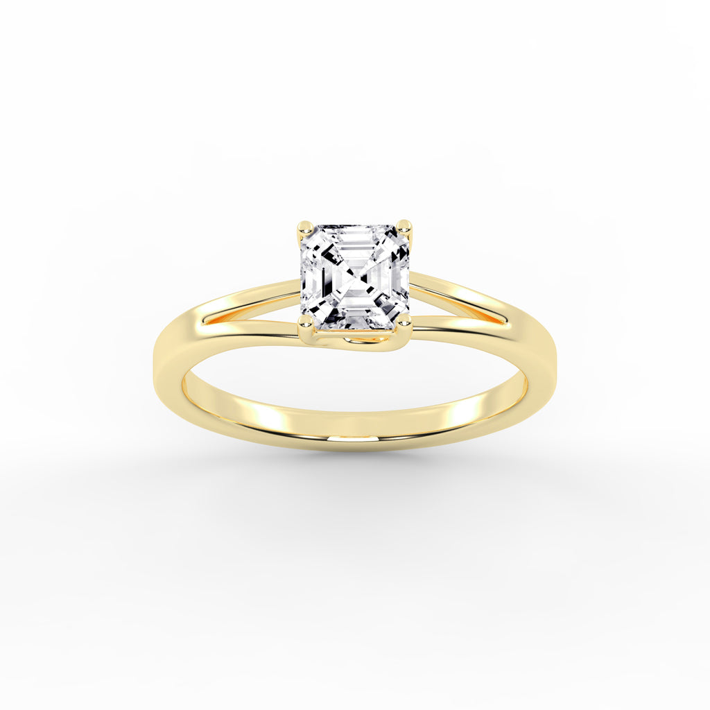 Solvione Square Emerald cut solitaire lab diamond ring