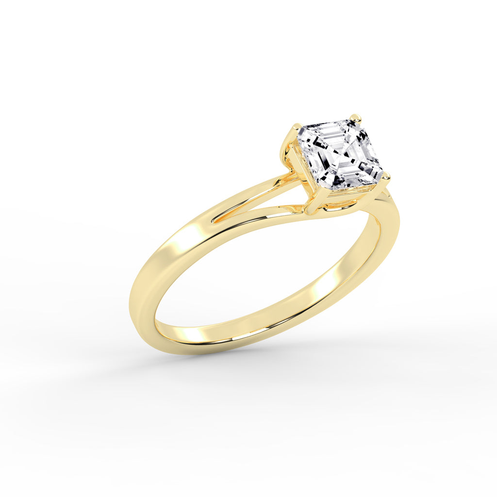 Solvione Square Emerald cut solitaire lab diamond ring