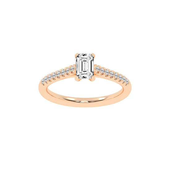 Valovon Shared Prong Round Cut Lab Diamond Ring