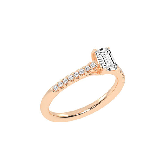 Valovon Shared Prong Round Cut Lab Diamond Ring