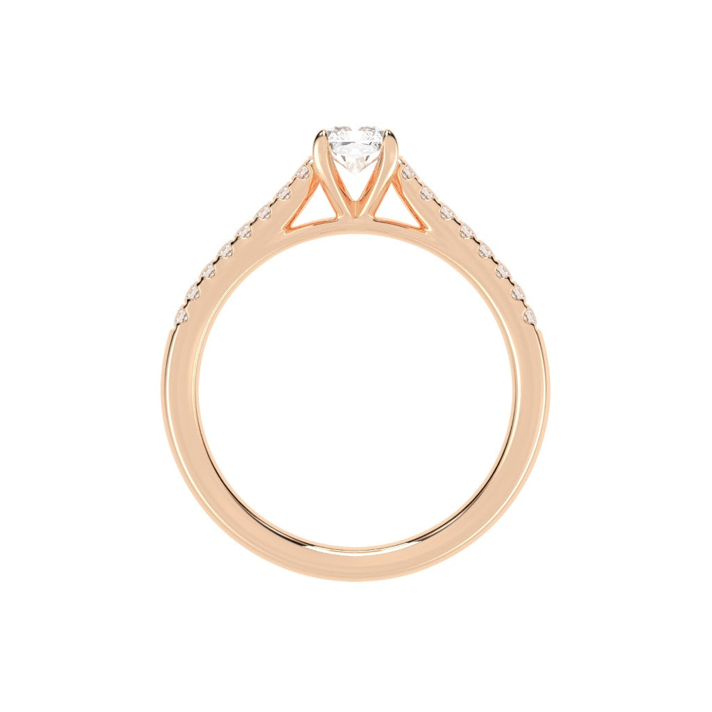 Valovon Shared Prong Round Cut Lab Diamond Ring