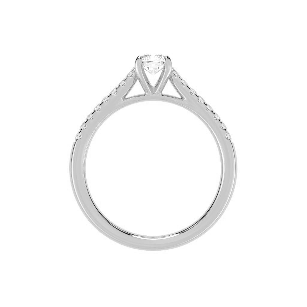 Valovon Shared Prong Round Cut Lab Diamond Ring