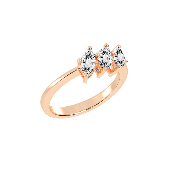 Triancea marquise cut three stone lab diamond ring