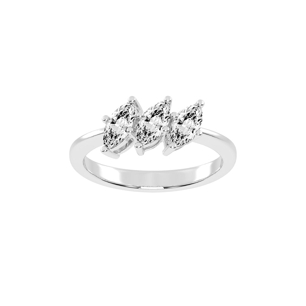 Triancea marquise cut three stone lab diamond ring