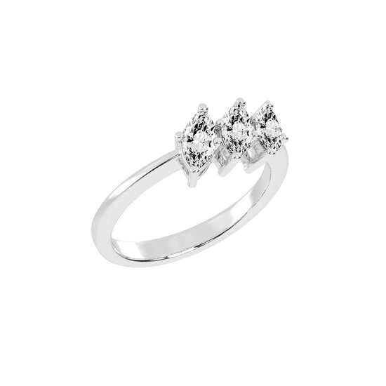 Triancea marquise cut three stone lab diamond ring