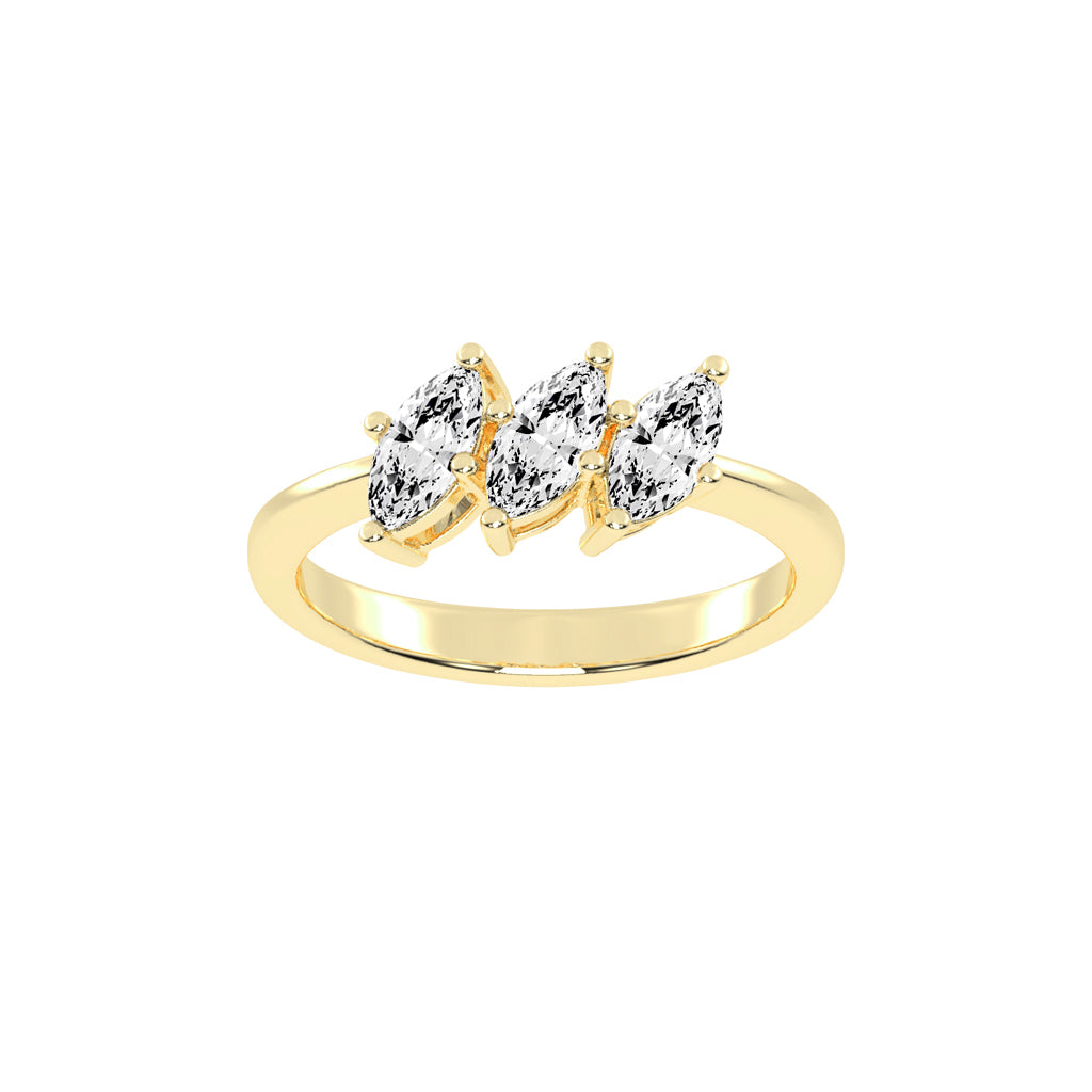 Triancea marquise cut three stone lab diamond ring