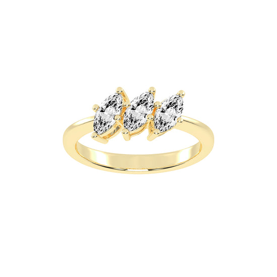 Triancea marquise cut three stone lab diamond ring