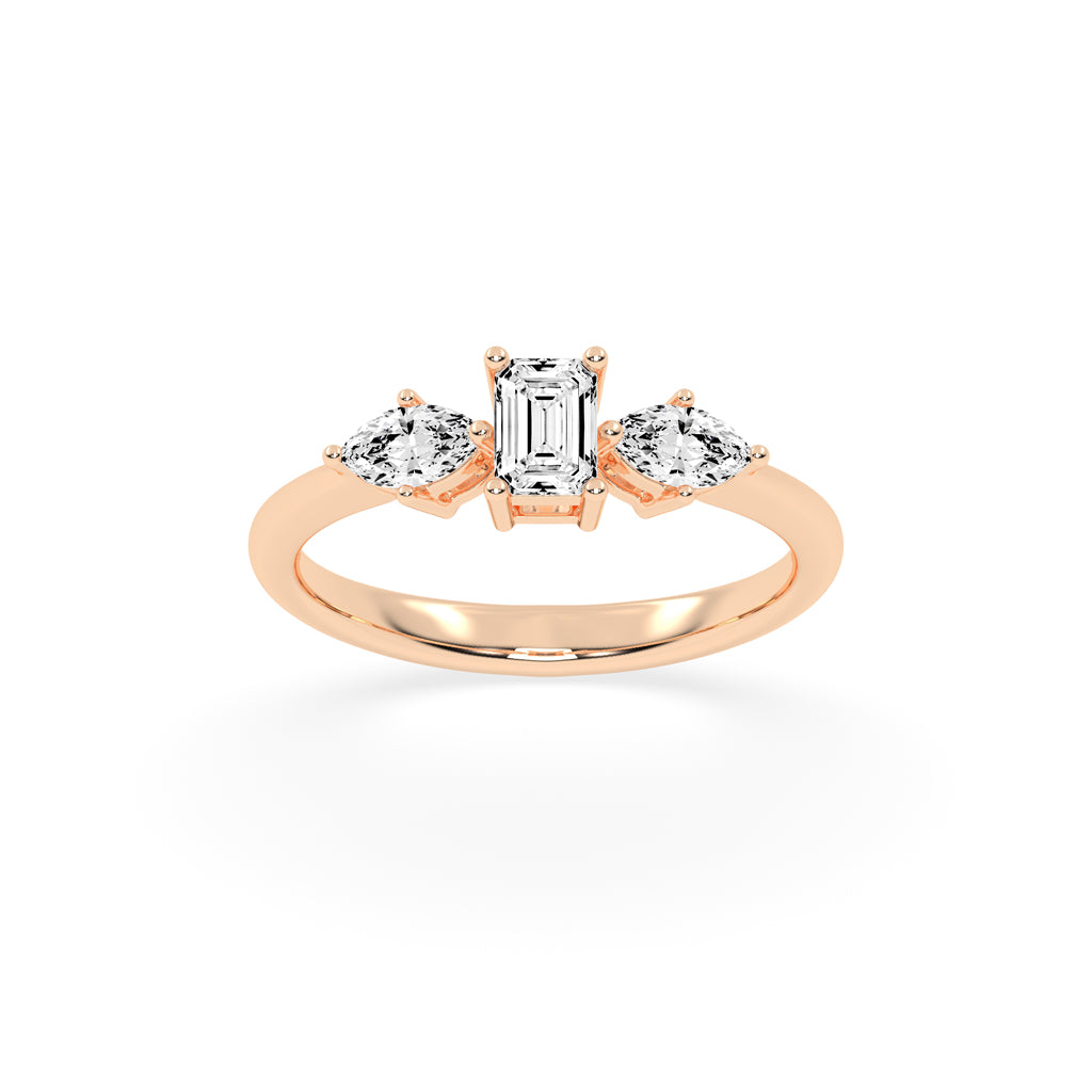 Trivelle classic trilogy emerald cut lab diamond ring