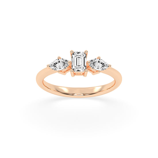 Trivelle classic trilogy emerald cut lab diamond ring
