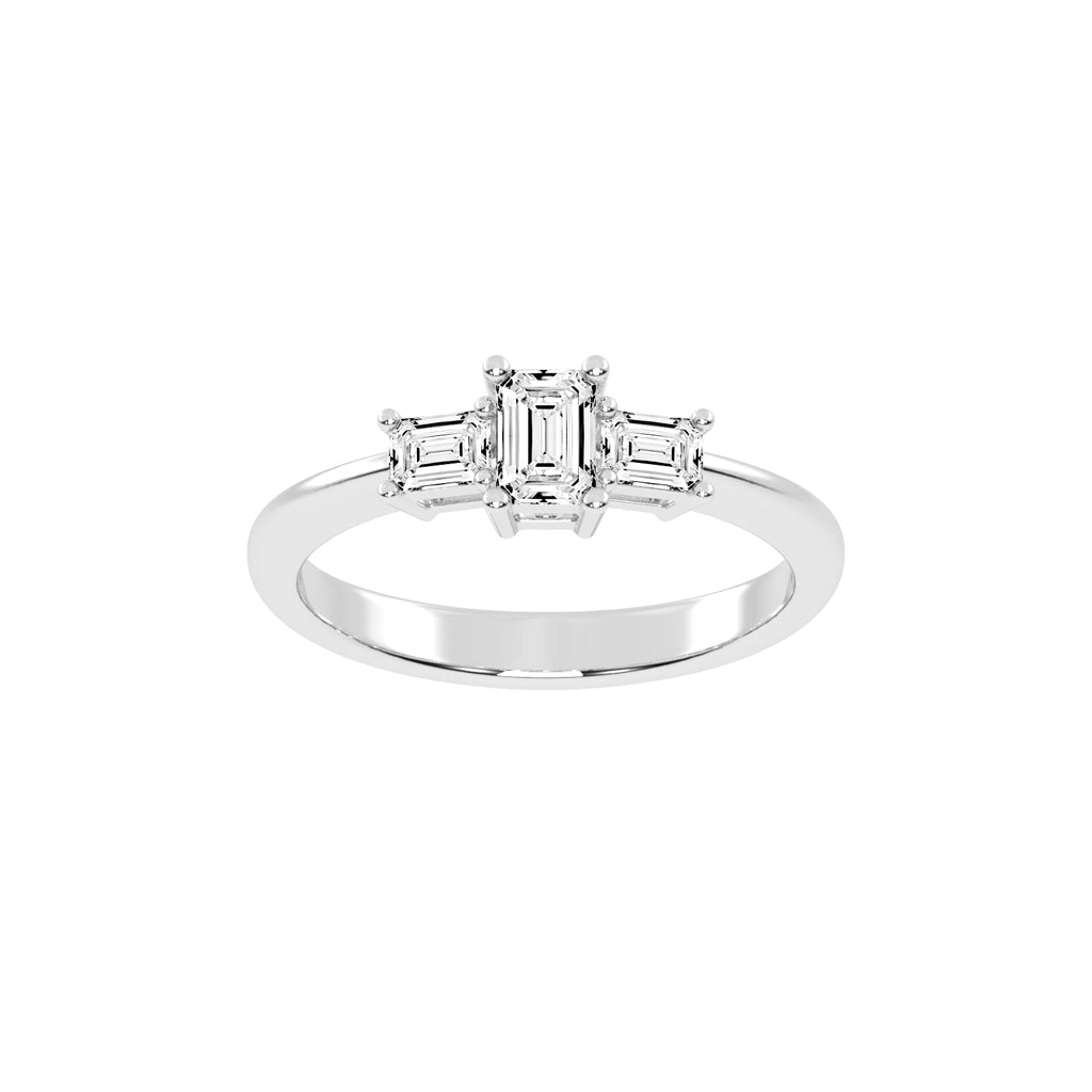 Triamira Emerald Cut Three Stone Lab Diamond Ring