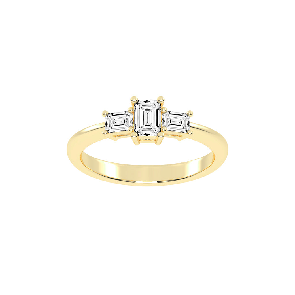 Triamira Emerald Cut Three Stone Lab Diamond Ring