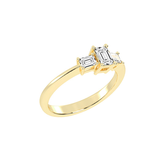 Triamira Emerald Cut Three Stone Lab Diamond Ring