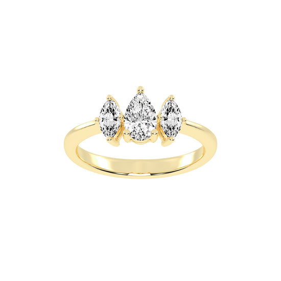 Triadiva Pear Cut Three Stone Lab Diamond Ring
