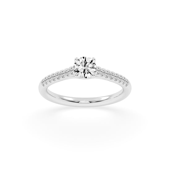 Sidianaire cathedral pear cut side stone lab diamond ring