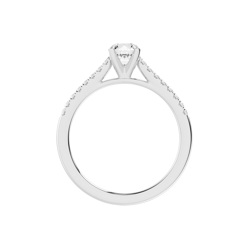 Sidianaire cathedral pear cut side stone lab diamond ring