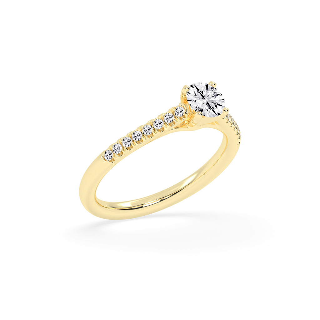 Sidianaire cathedral pear cut side stone lab diamond ring