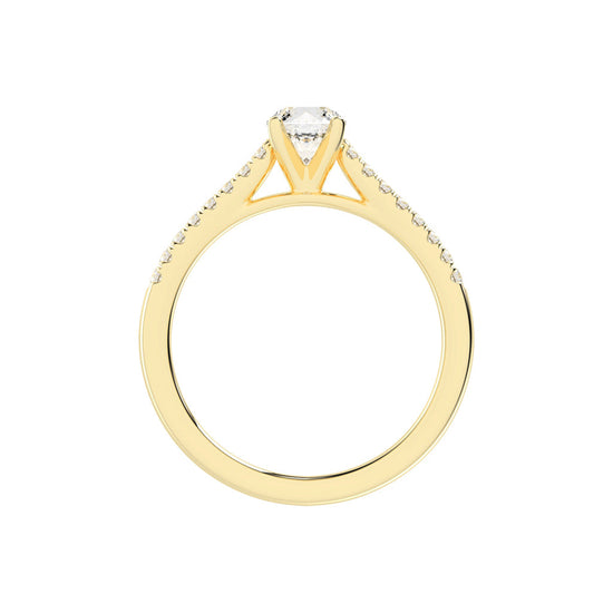 Sidianaire cathedral pear cut side stone lab diamond ring