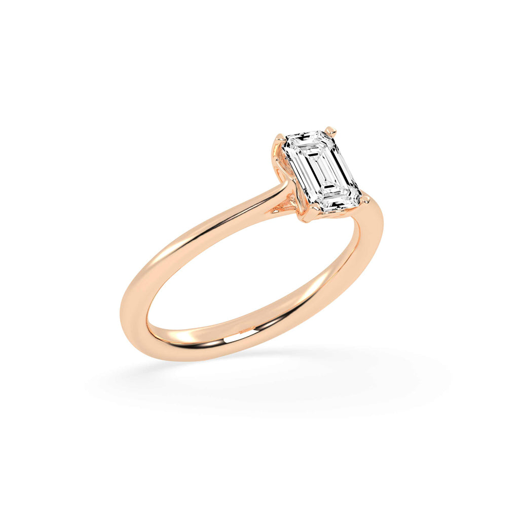 Solaveris Emerald cut solitaire lab diamond ring